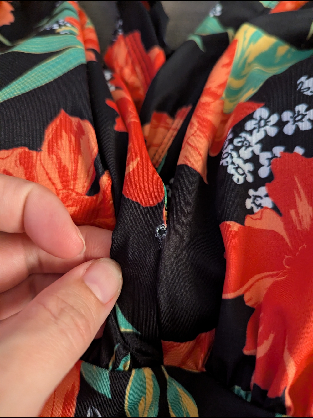 ModCloth Black Floral Cross-back Bathing Suit Lg - Picture 2 of 5